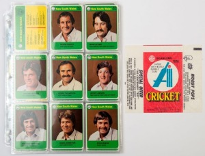 1978 Scanlens "Cricketers", complete set [66] + Checklists [6] plus a single gum wrapper. G/VG. (73 items)