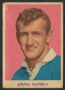 SCANLENS 1963 (FIRST SERIES): Card #1 Brian Hambly, Parramatta Eels [1/18]; bumped corners, small surface scuff; Good condition overall.