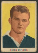 SCANLENS 1963 (FIRST SERIES): Card #2 Peter Dimond, Western Suburbs Magpies [1/18]; bumped corners, slight soil; Good condition overall.