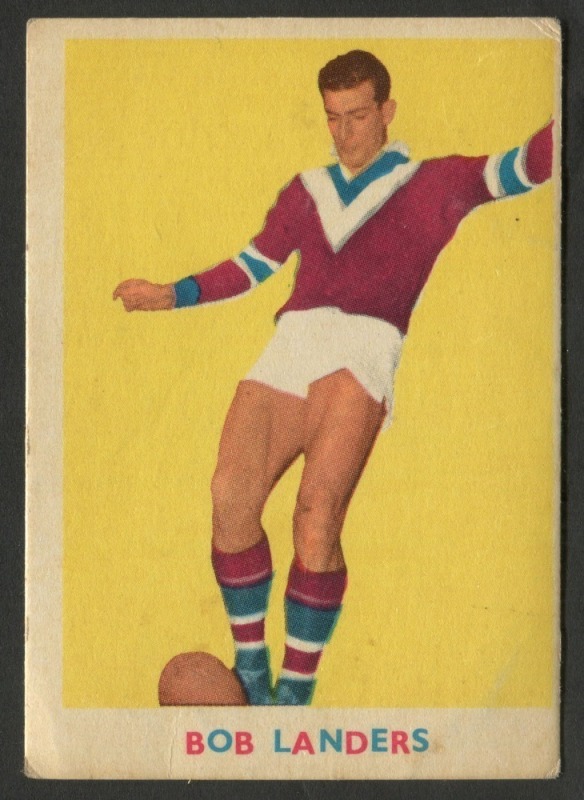 SCANLENS 1963 (FIRST SERIES): Card #3 Bob Landers, Eastern Suburbs Roosters [1/18]; corner bumps; Good condition.