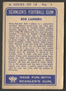 SCANLENS 1963 (FIRST SERIES): Card #3 Bob Landers, Eastern Suburbs Roosters [1/18]; corner bumps; Good condition. - 2