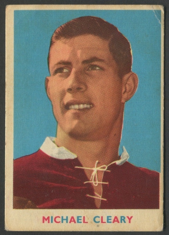 SCANLENS 1963 (FIRST SERIES): Card #5 Michael Cleary, South Sydney Rabbitohs [1/18]; small crease top right; Good condition overall.