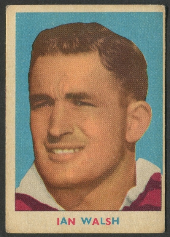 SCANLENS 1963 (FIRST SERIES): Card #8 Ian Walsh, St. George Dragons [1/18]; G/VG condition.