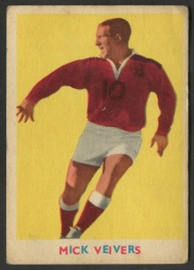 SCANLENS 1963 (FIRST SERIES): Card #9 Mick Veivers, Manly-Warringah Sea Eagles [1/18]; Good condition.