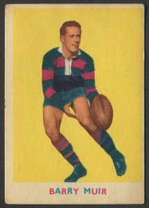 SCANLENS 1963 (FIRST SERIES): Card #11 Barry Muir, Wests Panthers [1/18]; G/VG condition.