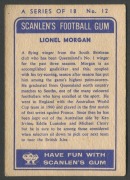 SCANLENS 1963 (FIRST SERIES): Card #12 Lionel Morgan, Queensland Maroons [1/18]; Good condition. - 2