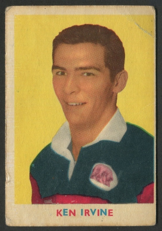 SCANLENS 1963 (FIRST SERIES): Card #13 Ken Irvine, North Sydney Bears, [1/18]; corner crease, small blemishes; Fair/Good condition.