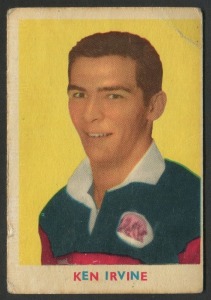 SCANLENS 1963 (FIRST SERIES): Card #13 Ken Irvine, North Sydney Bears, [1/18]; corner crease, small blemishes; Fair/Good condition.