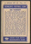 SCANLENS 1963 (FIRST SERIES): Card #14 Ken Thornett, Parramatta Eels, [1/18]; minor blemishes; Fair/Good condition. - 2