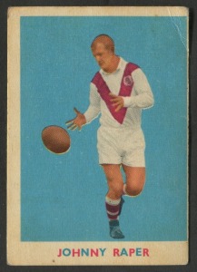 SCANLENS 1963 (FIRST SERIES): Card #7 Johnny Raper, St.George Dragons [1/18]; Fair/Good condition.