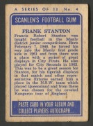 SCANLENS 1964 (SECOND SERIES): Card #4 Frank Stanton, Manly Sea Eagles  [1/33]; spotting reverse, Good condition overall. - 2