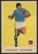 SCANLENS 1964 (SECOND SERIES): Card #8 Dudley Towers, Newtown Jets [1/33]; corner wrinkles; Good condition overall.