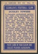 SCANLENS 1964 (SECOND SERIES): Card #8 Dudley Towers, Newtown Jets [1/33]; corner wrinkles; Good condition overall. - 2