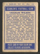 SCANLENS 1964 (SECOND SERIES): Card #10 Graham Wilson, Newtown Jets [1/33]; Good condition. - 2