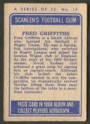 SCANLENS 1964 (SECOND SERIES): Card #13 Fred Griffiths, North Sydney Bears [1/33]; Good condition. - 2