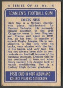 SCANLENS 1964 (SECOND SERIES): Card #15 Dick See, Eastern Suburbs Roosters [1/33]; VG - 2