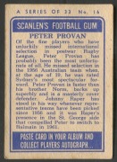 SCANLENS 1964 (SECOND SERIES): Card #16 Peter Provan, Balmain Tigers [1/33]; G/VG. - 2