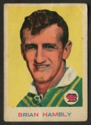 SCANLENS 1964 (SECOND SERIES): Card #22 Brian Hambly, Parramatta Eels [1/33]; some creasing/wrinkles; Fair/Good condition.