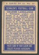 SCANLENS 1964 (SECOND SERIES): Card #32 Graeme Langlands, St. George Dragons [1/33]; Good condition. - 2