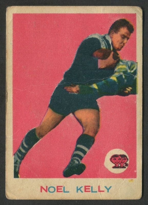 SCANLENS 1964 (SECOND SERIES): Card #33 Noel Kelly, Western Suburbs Magpies [1/33]; creasing, aging on reverse; Fair/Good condition.