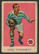 SCANLENS 1964 (SECOND SERIES): Card #12 Dick Thornett, Parramatta Eels [1/33]; some creasing/wrinkling; Fair/Good condition.