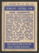 SCANLENS 1964 (SECOND SERIES): Card #12 Dick Thornett, Parramatta Eels [1/33]; some creasing/wrinkling; Fair/Good condition. - 2