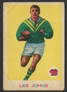 SCANLENS 1964 (SECOND SERIES): Card #29 Les Johns, Canterbury Bulldogs [1/33]; corner creases; Good condition.