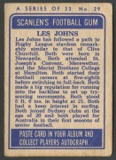 SCANLENS 1964 (SECOND SERIES): Card #29 Les Johns, Canterbury Bulldogs [1/33]; corner creases; Good condition. - 2