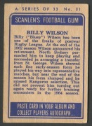 SCANLENS 1964 (SECOND SERIES): Card #31 Billy Wilson, St. George Dragons [1/33]; some creasing; Fair/Good condition. - 2