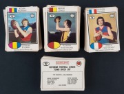 1975 SCANLENS: incomplete set [58/132] with many cards heavily duplicated including Kevin Murray (10), Peter Knights (7), Peter McKenna (6) & Kevin Sheedy (9), plus duplicated checklists for Collingwood, Hawthorn, Melbourne, North Melbourne & St Kilda; fa