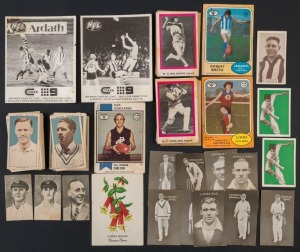 1948 Nabisco (Crispies, Weeties, Vita-Brits) "Leading Cricketers" incomplete set [15/32] a few cards heavily duplicated with Sam Loxton (card no 18 x27) & Keith Miller (card No 21 x12); also 1928 'Giant Brand' Licorice "English Cricketers" (blue backs) [8