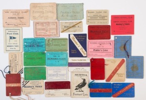 COUNTRY/DISTRICT FOOTBALL - c.1924-29 Member's tickets with Casterton 1928 & 1929, Cobden 1928 (2) & 1929, Colac (2, 1926 & 1928), Moe 1924, 1927 & 1929 plus 1929 Patron's Ticket, Murtoa 1929, Seymour 1929 (2) plus Patron's Tickets for 1928 & 1929; others for Hopetoun, Lascelles, Mansfield (1929, Family Ticket), Mildura, Moyhu, Mundalla, Myrrhee, Swan Hill, Sorrento, Tandara (1929, Lady's Ticket); also a few non-football items with Nth. Melbourne CC (1926-27), Seymour CC (1929-30)