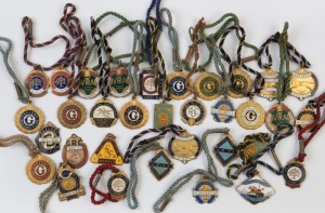 1950-60s  ENAMELLED MEMBERSHIP BADGES: with Geelong Racing Club (17), Victorian Jockey Association (3),  Victorian Racecourse Trainer's Asociation (6), Colac Turf Club (5), and singles for Sale Turf Club and Warrnambool Turf Club; some duplication. (33)