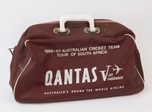 GRAHAM MCKENZIE COLLECTION - 1966-67 TOUR OF SOUTH AFRICA: Official tour Qantas Carry Bag used by McKenzie, inscribed '1966-67 Australian Cricket Team Tour of South Africa' and 'QANTAS V-Jet Passenger': in very good condition, length 51cm.