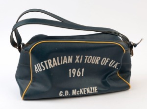 GRAHAM MCKENZIE COLLECTION - 1961 ASHES TOUR OF ENGLAND: Graham McKenzie's Trans-Australia Airlines Carry Bag inscribed 'Australian XI Tour of U.K., 1961, G.D. McKenzie' in good condition, length 45cm.