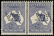 2½d Indigo, horizontal pair with Double Perforations at Sides [BW:10b], additionally perforated 'WA' Inverted, superb MUH.