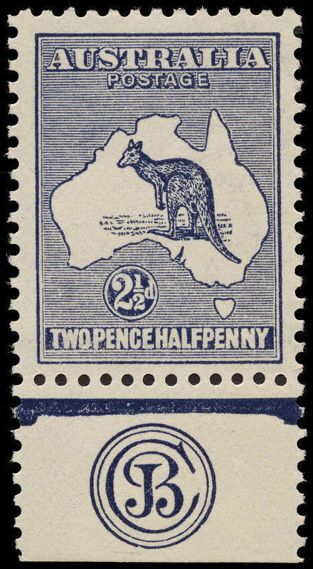 2½d Indigo (Plate 2) JBC Monogram single, MUH and superb in every respect.  BW:10(2)ac - $2250 (for mint hinged!). A lower denomination, but a real gem.