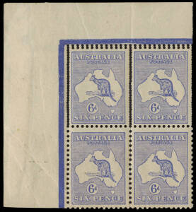 6d Ultramarine, upper left corner block of 4, the upper units showing Double Perforations horizontally and vertically. With Ceremuga Certificate [2012] "Mint with original gum, upper 2 lightly hinged, lower 2 never hinged, irregularly aged gum & diagonal 