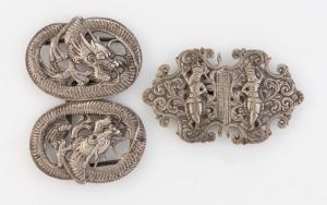 Two Chinese silver belt buckles, 19th/20th century