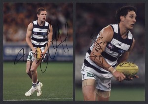GEELONG - SIGNED PLAYER PHOTOS: selection including Joel Selwood, Jimmy Bartel & Matthew Scarlett,; various sizes, largest 20x30cm, generally very good condition. (7)