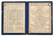 NORTH MELBOURNE FOOTBALL CLUB: 1891 Member's Ticket in blue leather with cream leather 'diamond' on front and reverse embossed in gold '1891', with borders in gilt. The interior page lists 'FIRST TWENTY' & 'SECOND TWENTY' engagements,  the inside back cov - 2