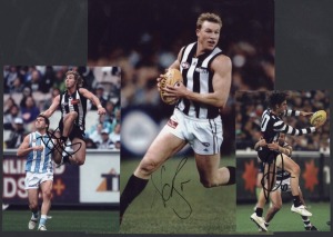 COLLINGWOOD - SIGNED PLAYER PHOTOS: selection including Anthony Rocca, Nathan Buckley, Leon Davies, Scott Pemberton, Nick Maxwell, Dane Swan; various sizes, largest 20x30cm, generally very good condition. (14)