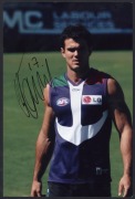 FREMANTLE - SIGNED PLAYER PHOTOS: selection including Aaron Sandilands, Matthew Pavlich, Des Headland, Byron Schammer & Chris Tarrant; various sizes, largest 20x30cm, generally very good condition. (11) - 2