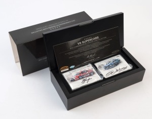 V8 SUPERCARS - 50 YEARS OF BATHURST: limited edition 2013 Commemorative Trading Card Collection comprising 110 cards, two cards signed by Mark Skaife and Dick Johnson, numbered #314 of 500, in original presentation box, as new.