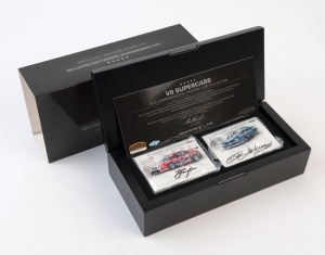 V8 SUPERCARS - 50 YEARS OF BATHURST: limited edition 2013 Commemorative Trading Card Collection comprising 110 cards, two cards signed by Mark Skaife  and Dick Johnson, numbered #314 of 500, in original presentation box, as new. 