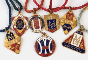 MELBOURNE CRICKET CLUB, membership fobs for 1940-41, 1947-48, 1951-52, 1953-54, 1957-58, 1958-59 & 1958-59 Country, (7).