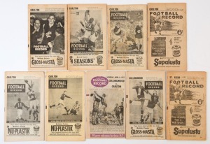 "FOOTBALL RECORDS" - CARLTON: 1960-68 selection all featuring Carlton incl. 1960 (May 7, v St Kilda,), 1961 (Jul. 8, v St Kilda) both aged; also 1962 (Aug.13 v. Collingwood), 1963 (May 25, v Geelong), plus 5 others; mixed condition. (9)