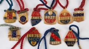 MELBOURNE CRICKET CLUB, membership fobs for 1960-61, 1961-62, 1962-63, 1963-64, 1964-65, 1965-66, 1966-67, 1967-68, 1968-69 & 1969-70, (10).
