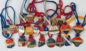 MELBOURNE CRICKET CLUB, membership fobs for 1965-66 then between 1970-71 and 1983-84 plus a few duplicated, VFL Park fobs and others, (22 items).