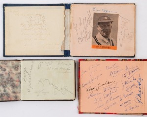 1956 MELBOURNE OLYMPICS: signatures of Melbourne Olympics competitors in three autograph books including Australians: Beverley Bainbridge (swimming), Gary Winram (swimming); also George Kerr (Jamaica, 400m), competitors from many other countries sighted including Brazil, Canada, Ceylon, Finland, India, Japan, Kenya, Pakistan, Singapore, USA, etc; also CRICKET with Australian Test Cricketers Sam Loxton, Neil Harvey, plus Gil Langley
